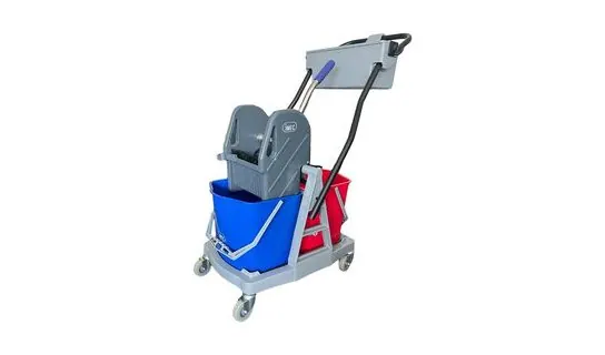 TMP28/28 PLUS Janitor Cart Trolley c/w Twin Bucket – Brushes, brooms & squeegees